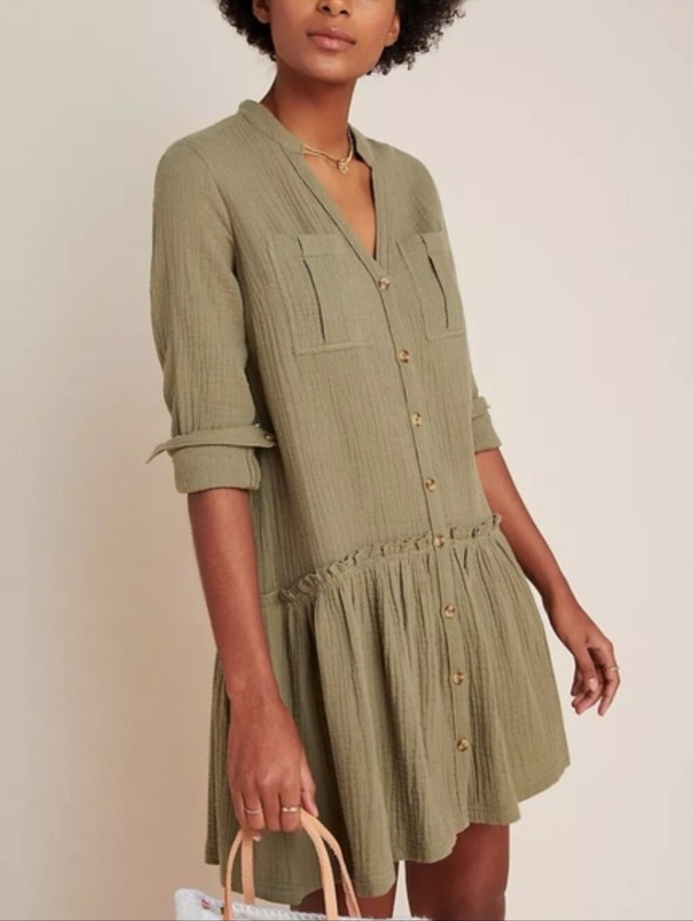 Maeve by Anthropologie Katie Textured Utility Tunic Dress